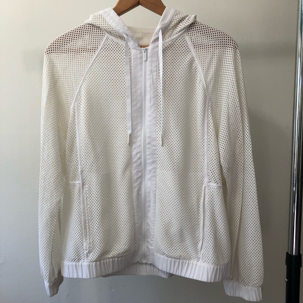 Lululemon. Mesh zip up hoodie. White/cream. See description.